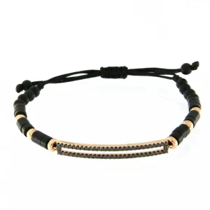 Pulseras^Joyería Suiza B4977MP232 Pulsera nylon con brillantes negros