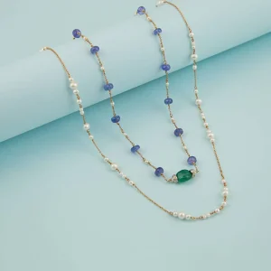 Collares Y Colgantes^Joyería Suiza Collar con esmeraldas y tanzanitas
