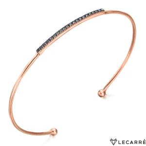 Pulseras^Joyería Suiza Pulsera abierta oro rosa con brillantes negros