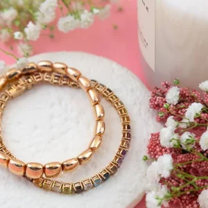 Pulseras^Joyería Suiza Pulsera de oro rosa con piedras semipreciosas de colores